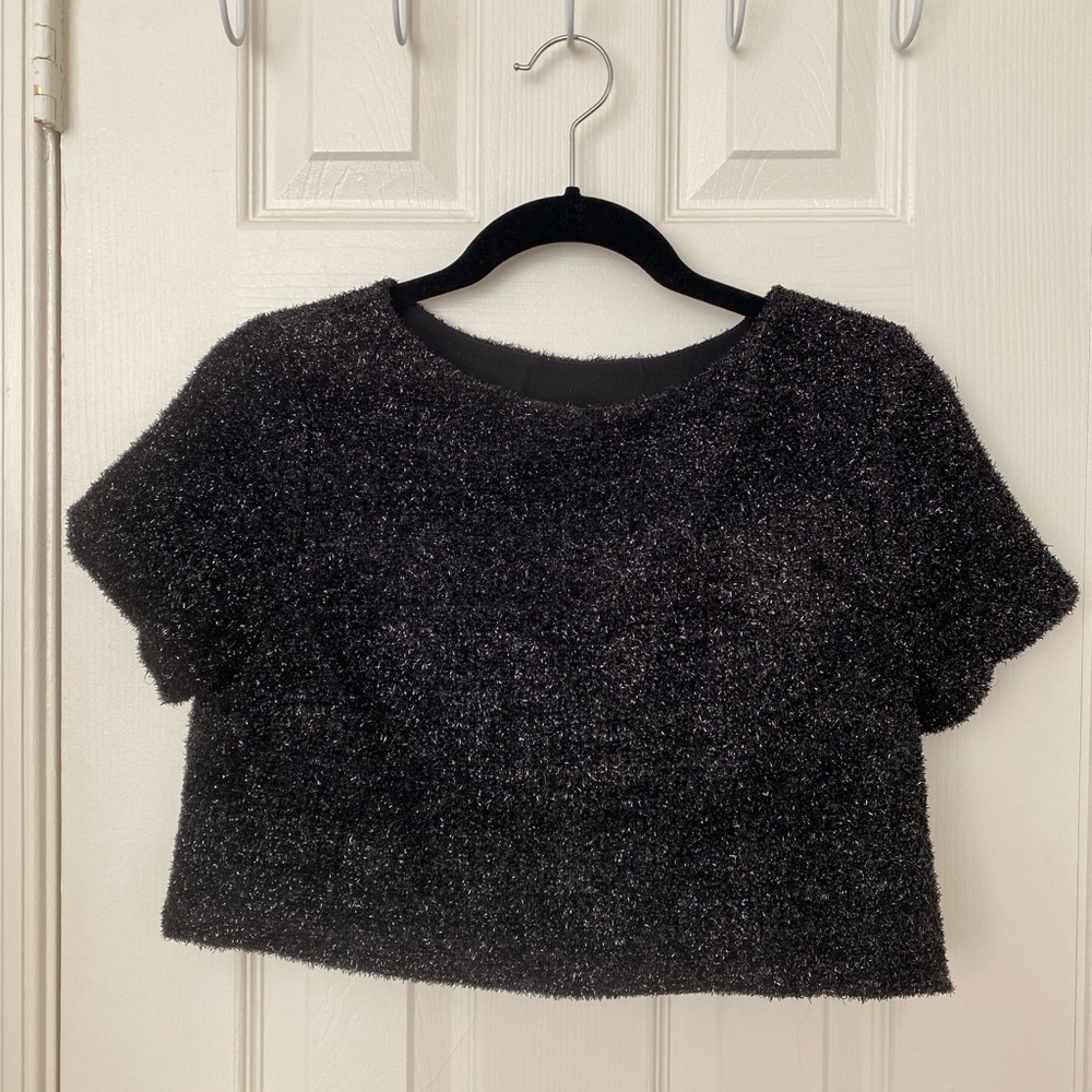 TopShop Shimmer Black Crop Top